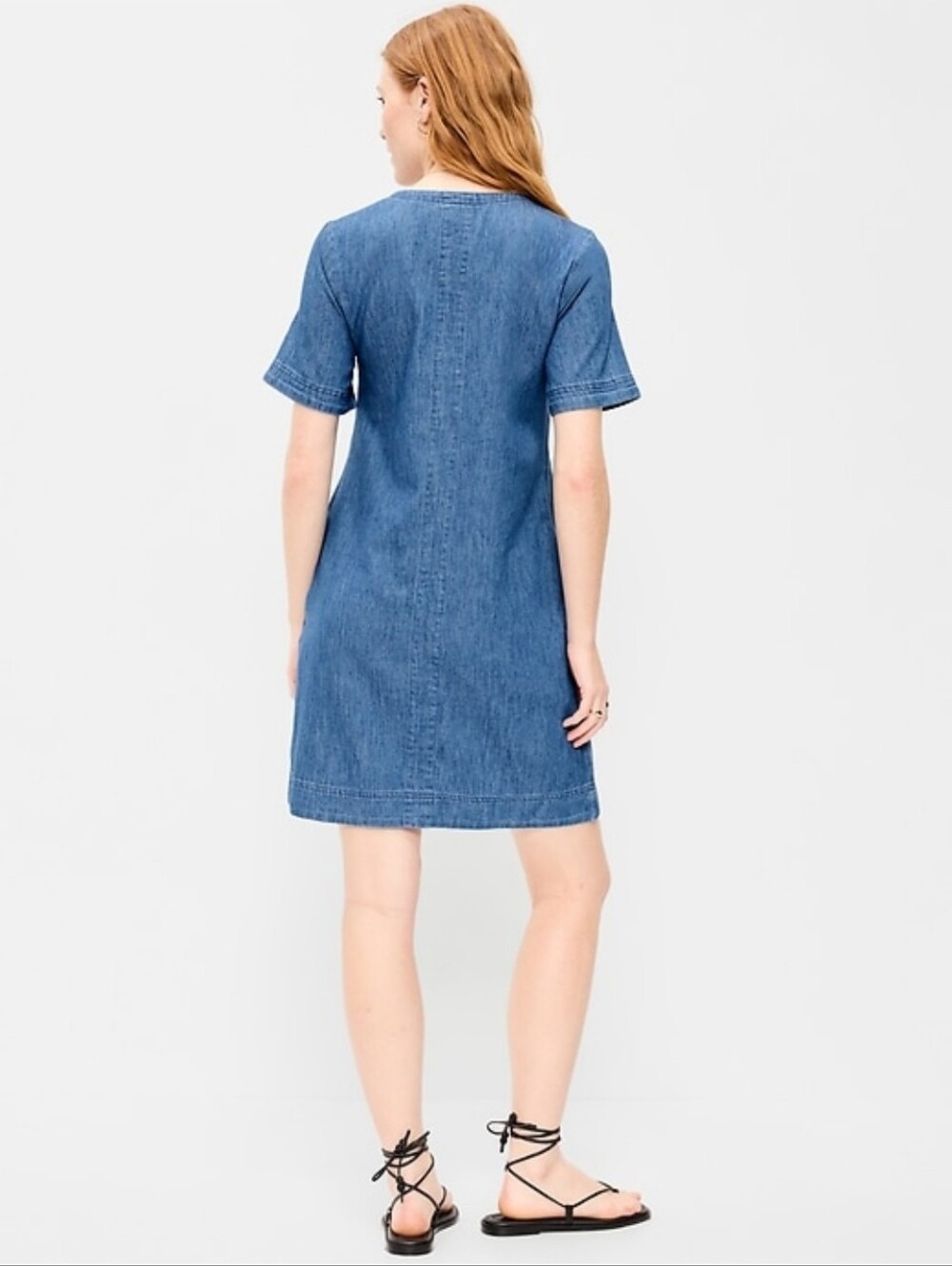 Old Navy Blue Denim V-Neck Midi Dress - Picture 2 of 4